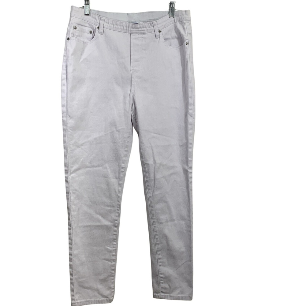 DG2 by Diane Gilman Pull On Jeans Womens M White Skinny High Rise Stretch‎ Denim